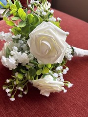 Artificial Bridal Bouquet + 2 Coursage Handmade