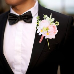 Pink Wedding Rose Boutonniere Men Groom Flower Pin Wedding Suit Decoration