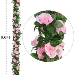 5Pcs(41FT) Flower Garland Artificial Rose Vine Garland Artificial Flowers Pink