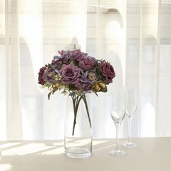 PURPLE 2 Bouquets 12″ SILK FLOWERS Assorted Artificial Floral Bushes Party