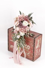 9″ Dusty Rose Wedding Bouquets for Bride, Cascading Bridal Bouquet for Bride …