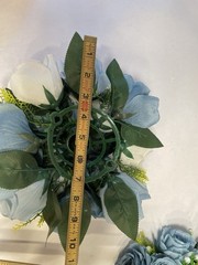 Bouquet Centerpiece Silk Flower Ball-WHITE/BLUE- Event Decor Wedding LOT OF TWO