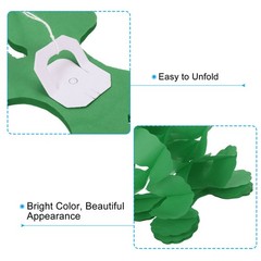 6Pcs 9.8ft Four-Leaf Paper Flower Garland Hanging Streamers, Dark Green