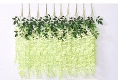3 Pack Of 12 Each Wisteria Hanging Flowers 3.77 Feet Artificial Green New
