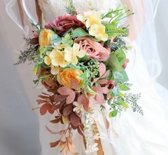 Customization Simulation flower orange rose bridal bouquet western wedding prop