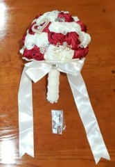 NEW Bridal Red & Ivory Satin Floral Wedding Bouquet