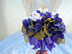 Wedding bouquet dark purple hydranges white rosebud men corsage boutonniere SALE