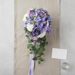 Lavender Cascading Floral Arrangement Maintenance Effortless Lavender Wedding