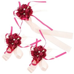3 Pcs Bridesmaid Flower Wristband Rustic Wedding Wristlet Band Bracelets Decor
