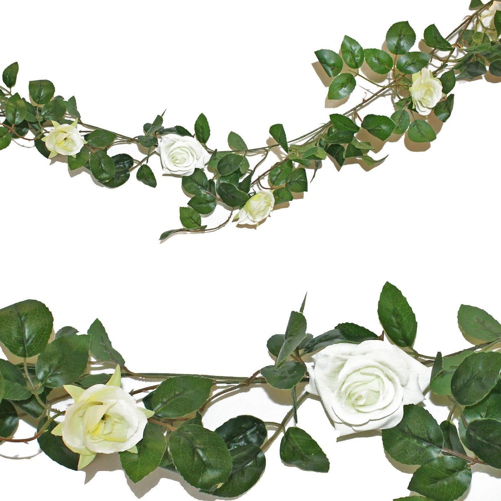 Wedding Garland Decoration Artificial Flower Cream Rose 1.9M
