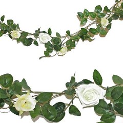 Wedding Garland Decoration Artificial Flower Cream Rose 1.9M
