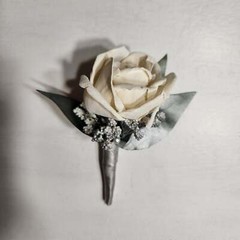 Silver Ivory Rose Calla Lily Sola Wood Bridal Wedding Bouquet Accessories