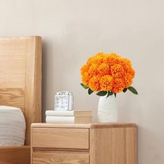 12 Pcs Artificial Chrysanthemums Flowers Ball Flower Fake Mums Silk for Orange