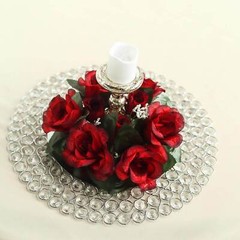 4 Black Red CANDLE RINGS with SILK ROSES Wedding Flowers for Centerpieces