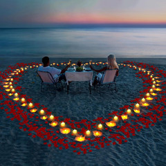 6000 Pcs Artificial Rose Petals with 72 Pcs Romantic Flameless Candles, LED Hear