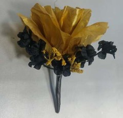 Black White Gold Rose Bridal Wedding Bouquet Accessories