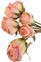 Blush Pink Faux Rose Bouquet Linen Wrapped Rustic Floral Decor Wedding Centerpie