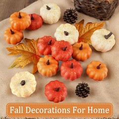 LZNPA 16PCS Artificial Mini Fake Pumpkins Set with 16 Pcs Fall Pumpkin