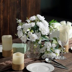 WHITE 4 Bushes 12″ Silk Roses Artificial FLOWERS Bouquets Party Home Decorations