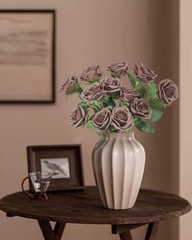 10pcs Fake Roses Artificial Silk Flowers Long Stems Bouquet for Mocha Brown