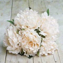 11″ Cream Silk Artificial Peony Flowers Bouquet Wedding Centerpieces Decorations