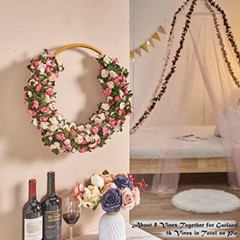 8 Pcs 66FT Flower Garland, Artificial Rose Vine 8 Vines 66FT Spring-pink-8pcs