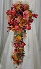 Silk Orchid and Rose Cascade Wedding Bouquet