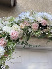 Flower Arch – Weddings, Showers, Etc! Fake flowers – Roses, Baby’s Breath, Etc!