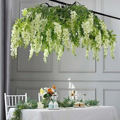 55″ CREAM GREEN Silk Wisteria Vine Hanging Artificial FLOWER Chandelier Party