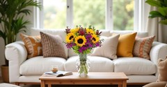 Wildflower Bouquet with Vase Fresh Cut Flowers Hand-Tied Gift for Birthday