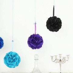2 PURPLE 7″ Silk Roses Flowers Kissing Balls Wedding Events Centerpieces