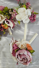 Sunset Wedding Bouquet – 11 Pc Wedding Bouquet Set, Ivory, Pink, Orange, Purple
