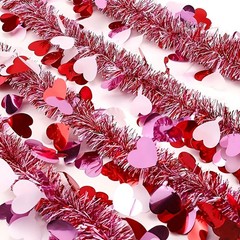 Valentine’s Day Tinsel Garlands 33FT Metallic Fringe Garland Pink Pink-1