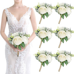 Set of 6 Ivory White Bridesmaid Bouquets – Artificial Floral Centerpieces