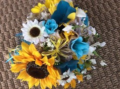 large Wedding Bridal Bouquet Flowers Huge Package Sunflowers TEALS 7 bouquet