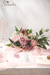 9.8 Inch Wedding Bouquets for Bride Bridesmaid, Dusty Pink A Athens Dusty Pink