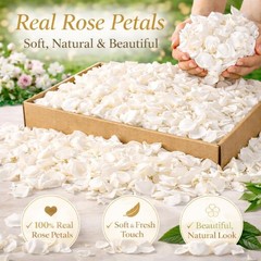 1000+Pcs Dried Real White Rose Petals, Freeze Preserved Flower Petals 8.47oz for
