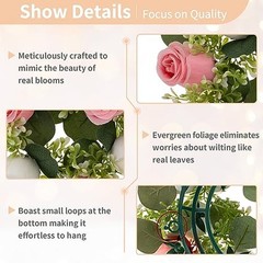 Artificial Flowers Candle Rings – 6 Pcs 14 inch Diam Dia 14″-6pcs Pink & White