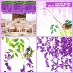 Dark Purple Wisteria Garland for Wedding Backdrop – HUGE 216pc Lot, 3.6ft
