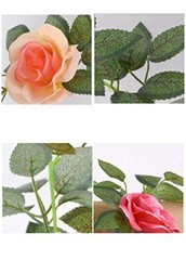 canjoyn 2 Pack 4.2 Feet/Piece Artificial Flower Vine Rattan Hanging Silk Rose