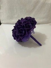 Artificial Flower Kissing Ball Purple Silk Rose Pomander for Wedding 1 Piece