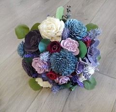 Lavender Blue Bridal Bouquet Burgundy Sola Wood Flower Bridesmaid Wildflowers