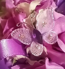 NEW 5″ Artificial Fucsia/Purple Rose Wrist Corsage White Pearls Wedding/Prom