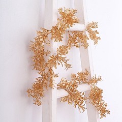 6 ft Metallic GOLD Artificial Boxwood Leaves Hanging Foliage GARLAND Party Event