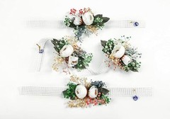 CORSAGE SET OF 4 WHITE CORSAGES FOR WEDDING CORSAGE WRISTLET