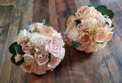 Blush Peach Pink Bridal Bouquet Sola Wood Flower Dusty Rose Wedding Flowers