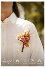6 Ling’s Moment Mens Boutonniere Rust Boho Terracotta Artificial Flower Damg Box