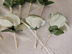 Wedding Bouquet Package, Ivory, Green, White, Roses, 14 Pieces
