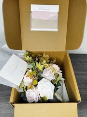 Powder Pink And Sand Beige Bridal Wedding Bouquet, Small 13”