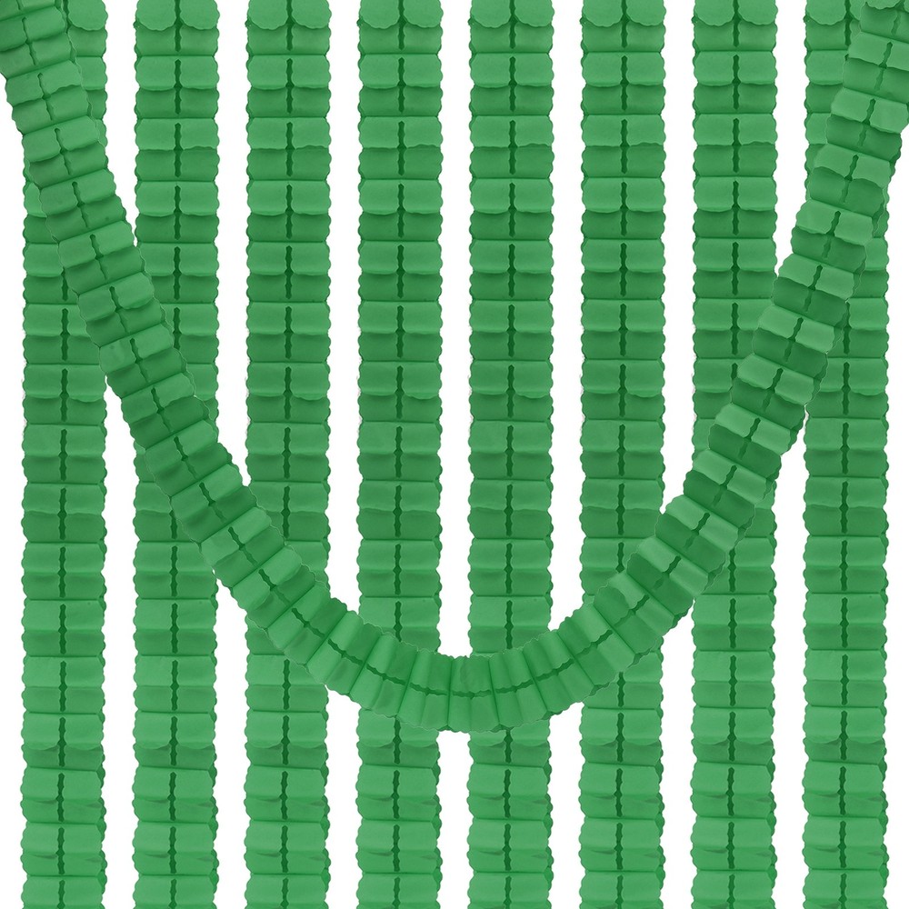 9.8ft Four-Leaf Garland, 9 Pack Tissue Paper Hanging Flower, Dark Green